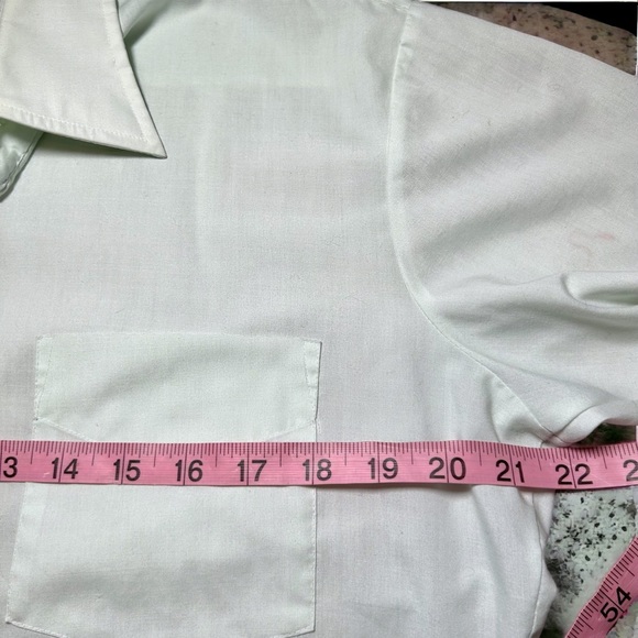 Vintage light pastel blue Montgomery Wards short sleeve button down sheer - Picture 3 of 4